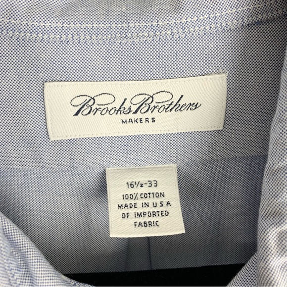 Brooks Brothers Makers Cotton Light Blue Mens Dress Shirt 16.5 - Picture 5 of 9